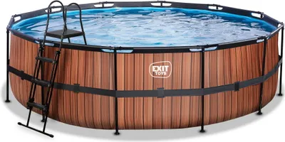 Produktbild von EXIT Wood Rahmenpool ø488, Aufstellpool, mit Sandfilteranlage, Rund, Braun