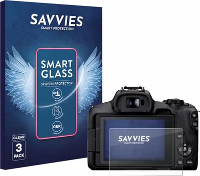 Produktbild von 3x Savvies Schutzglas Folie für Canon EOS R50 9H Panzer Schutzfolie Glas Displayschutz klar transparent