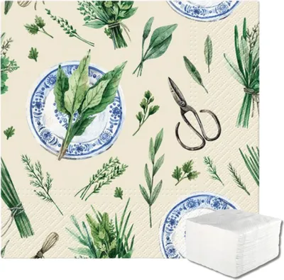 Zdjęcie produktu dla Serwetki papierowe z motywem świeżych ziół 33x33cm 20 sztuk w opakowaniu