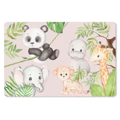 Produktbild von MuchoWow® Schreibtischunterlage Dschungel - Tiere - Rosa 60x40 cm - XXL Mauspad - Großes Mauspad