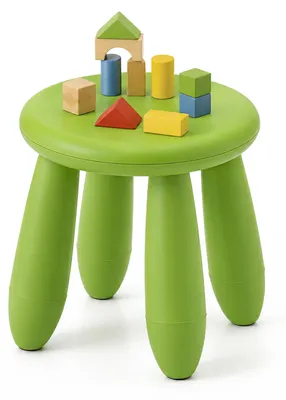 Imagen del producto de Relaxdays, taburete infantil, altura del asiento de 26 cm, fácil de limpiar, ligero, estable, taburete para niños pequeños, plástico, color verde