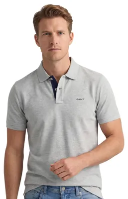 Produktbild von Gant Polo Slim Fit grau meliertes Baumwolle
