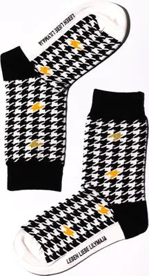 Produktbild von MEGAGROUP 1 Paar Casual Socken 3 Farben mit hohem Baumwollanteil 40-44 Weiß Schwarz Gelb Fledermausmuster