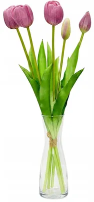 Obrázek produktu pro Umělé tulipány Silikonový květinový buket 5 kusů Realistická dekorace do vázy