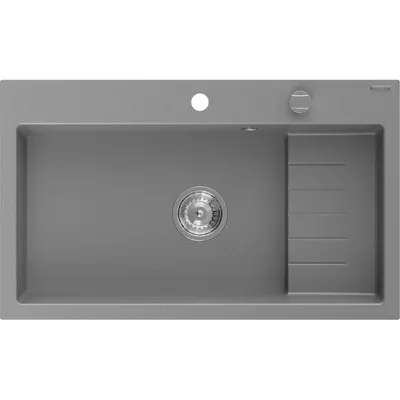 Zdjęcie produktu dla Mexen Omar zlewozmywak granitowy 1-komorowy 800 x 480 mm, szary, syfon chrom - 6520801005-71
