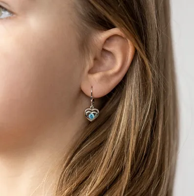 Produktbild von MATERIA Herz Ohrringe Mädchen Silber 925 türkis - Kinderohrringe Ohrhänger rhodiniert mit Zirkonia SO-197-Türkis