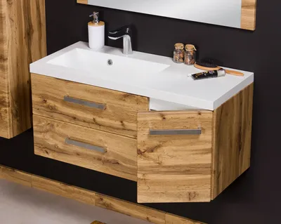 Produktbild von Quentis Badmöbel Genua, Breite 90 cm, 2 Schubladen, Eiche Natur, Waschtischunterbau montiert