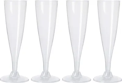 Zdjęcie produktu dla Zestaw plastikowych kieliszków do szampana 130 ml 4 szt