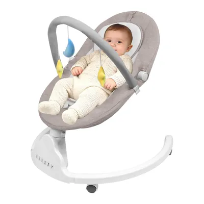 Produktbild von Elektrische Babyschaukel,Baby Wippe mit Tablett & Rädern, Automatische Wippe mit Schaukelfunktion, Musik und Fernbedienung, für 0-6 Monate (9 kg)