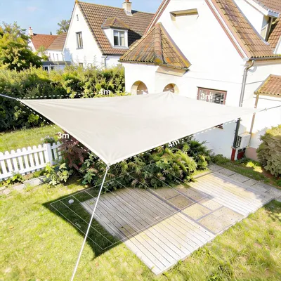 Productafbeelding van Zonnescherm, 2x3 meter, wit, rechthoekig, premium HDPE, UV-bescherming, zonwering, ademend, weerbestendig, geschikt voor tuin, balkon en terras, inclusief bevestigingslijnen, rechthoekig, 2x3 meter, wit