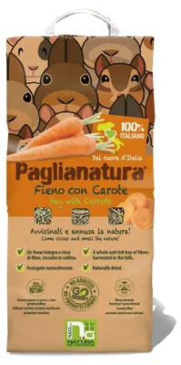 Productafbeelding van Paglianatura Naturheu met wortel, 1300 g – Voer met veel vezels en een heerlijke smaak, geschikt voor konijnen, knaagdieren en andere kleine huisdieren