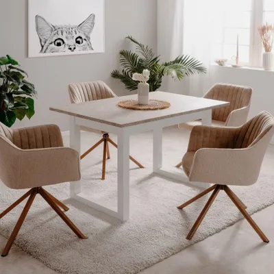 Immagine prodotto di Tavolo allungabile Houston80B cashmere e bianco 120x80x75H