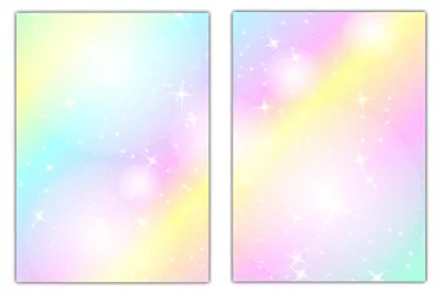 Produktbild von 2x25 Blatt - Rainbow Motiv-Briefpapier (MPA-5215+5216, DIN A4) Motivpapier knallig bunt Regenbogenfarben mit Sternen