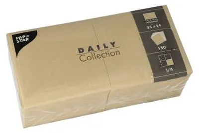 Produktbild von 150 Servietten "DAILY Collection" 1/4-Falz 24 cm x 24 cm sand