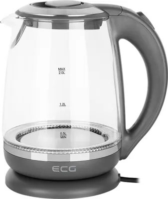 Produktbild von ECG RK 2020 Grey Glass | Wasserkocher | Volumen 2 l Blaue Hintergrundbeleuchtung |1850 – 2200 W |