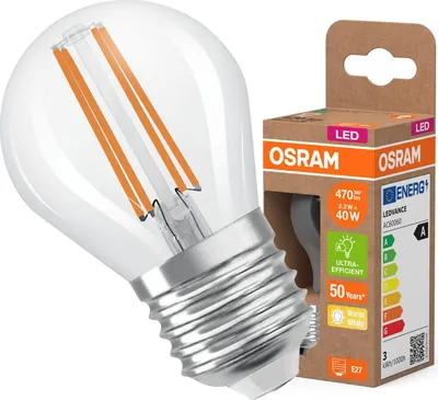 Zdjęcie produktu dla Żarówka LED P45 Kulka E27 2.2W = 40W 470lm 2700K Ciepła 320° 214lm/W CLASSIC ENERGY EFFICIENCY Osram