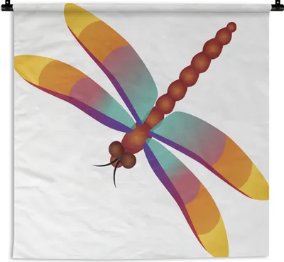 Produktbild von MuchoWow® Wandteppich Wandbehang Eine Illustration einer bunten Libelle 150x150 cm Tapisserie Dekoration Wandtuch - Wohnaccessoires - Modernes