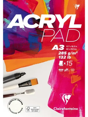 Productafbeelding van Clairefontaine 96512C - Blokhanger met acrylcoating, 15 vellen A3 (29,7x42cm), 285g