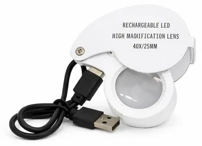 Zdjęcie produktu dla Verk 09214 Kieszonkowa lupa jubilerska LED z oświetleniem 40x, USB