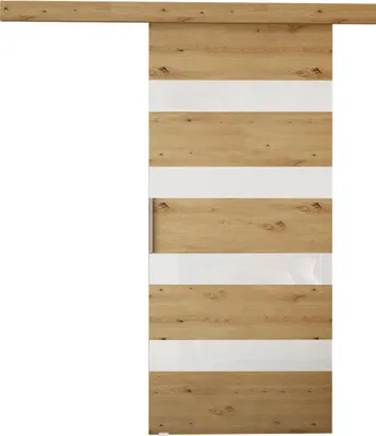 Produktbild von MIRJAN24 Schwebetür Rubi V, Stilvoll Zimmertür, Praktisch Wohnzimmer Tür vom Hersteller (Farbe: Artisan Eiche / Weiß Lacobel)