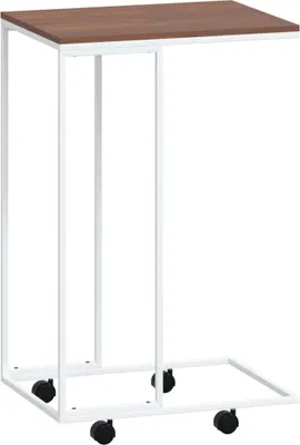 Produktbild von vidaXL Beistelltisch mit Rollen Weiß 40x30x63,5 cm Holzwerkstoff