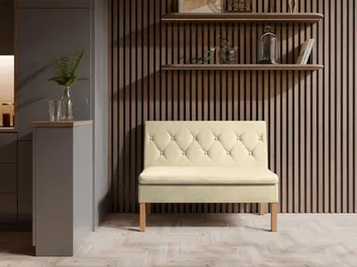 Produktbild von JKG Meble Essbank für Küche - Sitzbank Esszimmer mit Aufbewahrungsbehälter - Esszimmerbank Küche - Velours - Küchensofa - Beige - 140cm