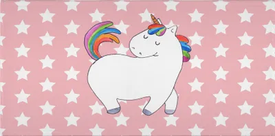 Produktbild von Mr. & Mrs. Panda Flauschtuch Einhorn Stolzieren - Rot Pastell - Geschenk, frottierhandtuch, Handtuch 50x100, Reiter, Anders, Pferd, Baumwollhandtuch, Unicorn, Einhörner