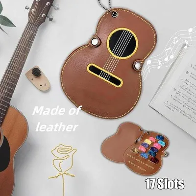 Produktbild von Gitarrenformige Plectrumbox - Plectrum- und Gitarrenaccessoirebox - Geschenk für Gitarrenliebhaber
