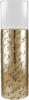 Produktbild von Kaheku Windlicht Loukia antik gold Aluminium mit Glasaufsatz, Durchmesser 20 cm, Höhe 65 cm  99990369