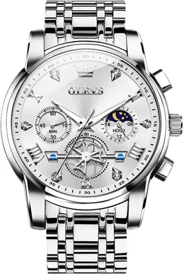 Produktbild von Uhren Herren Chronograph Wasserdicht Analog Quarz Uhr Herren Mode Lässig Business Leuchtend Edelstahl Großgesicht Herrenuhr