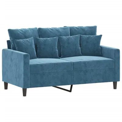 Image de vidaXL Canapé 2 places bleu 120 cm velours