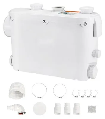 Produktbild von Abwasser Hebeanlage 500W - Fäkalienhebeanlage 8m Förderhöhe - Abwasserpumpe 6600L/h - Haushaltspumpe 2900U/min - Schmutzwasserpumpe mit eingebautem Rückschlagventil - Wartungsfrei - für WC, Dusche, Waschbecken