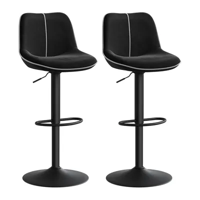 Produktbild von 2 Barhocker, 2 Barstühle, 2 Küchenhocker, gut gepolstert, höhenverstellbar, drehbar, mit Rückenlehne, Matallsockel und Fußstütze, Samt, modern