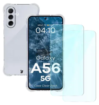 Produktbild von Bizon Case Clear Pack Hülle + 2x Bildschirmglas Samsung Galaxy A56 5G klar