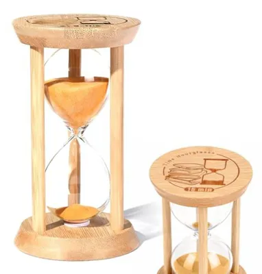 Produktbild von Glas-Sanduhr 15 Minuten, Kinder-Zeitmessgerät mit Bambusrahmen, Visuelle Timer für Schule, Büro und Zuhause