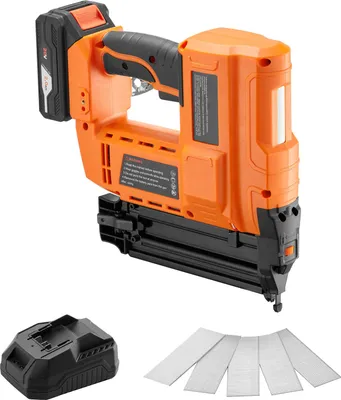 Image de SucceBuy Cloueuse sans fil 18 Gauge 20 V avec 100 clous par minute, 500 clous inclus, batterie lithium 2,0 Ah, chargeur et profondeur de clouage réglable - idéale pour les projets de bricolage et les travaux sur bois