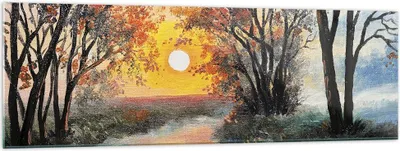 Produktbild von Bilder auf glas - Einteilig - Fluss Sonne Bäume - 160x50cm - Glasbilder - Wandbilder - Bilder - zum Aufhängen bereit - Wanddekoration aus Glas - Glas Bilder - Wandbild auf Glas - GAB160x50-4190