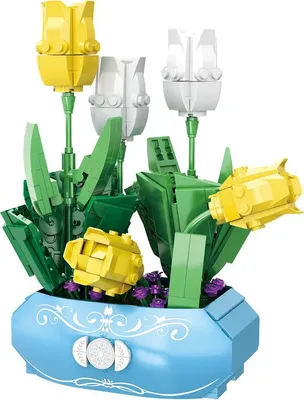 Produktbild von Blumenstrauß-Bauset, Bunte Blumenbausteine, Topfpflanzen-Deko, Kreatives Geschenk, Für Kinder & Erwachsene