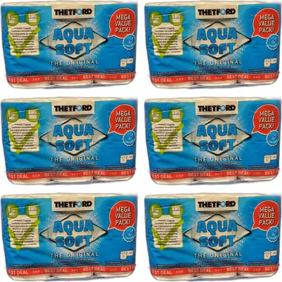 Produktbild von 6 x Thetford Toilettenpapier Aqua Soft Campingtoilettenpapier Sondergröße 6 Rollen