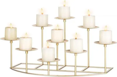 Produktbild von Famanu Kerzenhalter Set von 9 - Goldene Metallkerzenständer für Tischdekoration