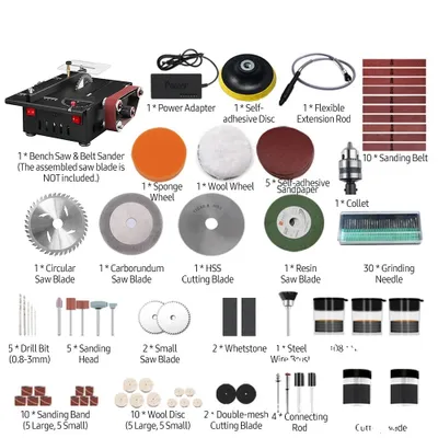 Obrázok produktu pre Mini stolová píla a pásová brúska, výkon 200 W, 7 nastaviteľných rýchlostí, KITS