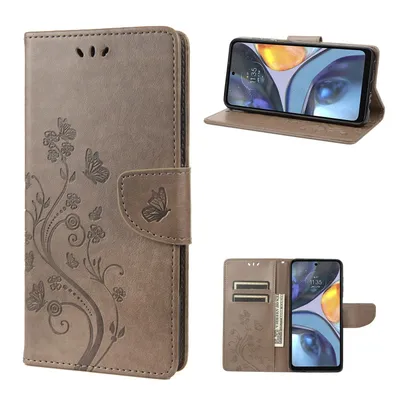 Image de Coque de protection pour téléphone, compatible avec le Motorola Moto G22, de type étui portefeuille, couleur : gris