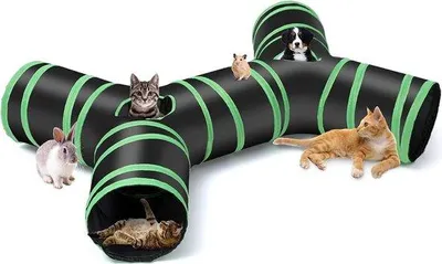 Immagine prodotto di Grande tunnel per gatti, ripiegabile in 4 parti, tunnel giocattolo, tubo con sacca portaoggetti per gatti e cuccioli