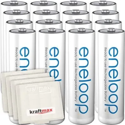 Produktbild von 16er Pack Panasonic Eneloop Akkus AA/Mignon Akku Batterien in Kraftmax Akkuboxen V5