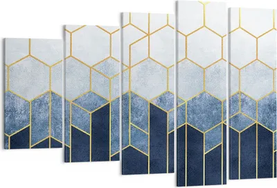 Produktbild von Bild auf Leinwand - Leinwandbild - 5 Teile - Abstraktion Figuren Geometrisch - 150x100cm - Wand Bild - Wanddeko - Wandbilder - Leinwanddruck - Bilder - Wanddekoration - Leinwand bilder EG150x100-5135
