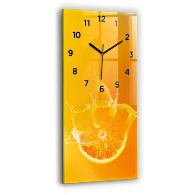 Obrázek produktu pro Wallfluent Hodiny - Obdélníkove Skleněné Nástěnné Hodiny - Tichý Křemenný Pohyb - Nástěnná Dekorace Kuchyně Ložnice - Černé Ručičky Hodin - Číslice - 30x60 cm - oranžový