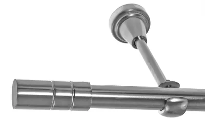 Produktbild von Gardinenstange Set Edelstahl Look Metall Ø 19mm zur Wandbefestigung 1-lauf Zylinder, Länge wählbar H18E64