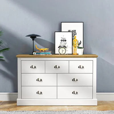 Immagine prodotto di Credenza Galano 7 cassetti in legno bianco 119 x 73,6 x 35,3 cm