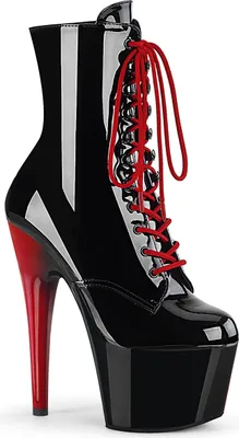 Produktbild von ADORE-1020 Damen Booties von Pleaser, Schwarz Rot Schwarz, EU 38, US 8