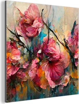 Produktbild von MuchoWow Wanddekoration Metall Metallbild Wandkunst 20x20 cm Kunst - Blumen - Rosa - Rosen - Natur MuchoWow Aluminium Gemälde - Alu Dibond Bilder